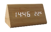LED Wooden Clock With Date, Alarm & Temperature