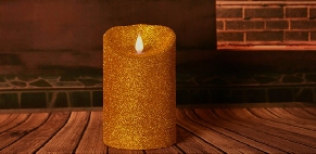 Gloden Glitter Powder Design Flameless Led Candle
