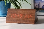 LED Wooden Clock, 150x70x80mm Triangular (SGD32.00)